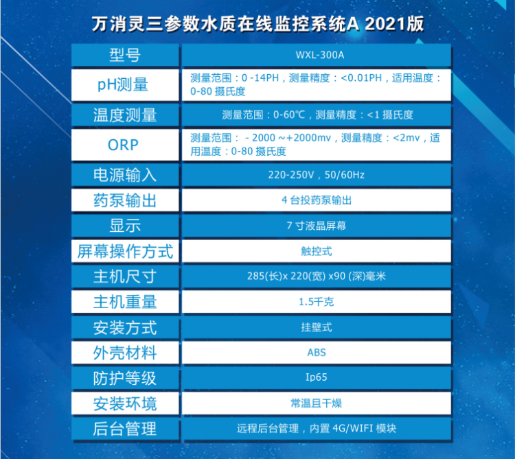 萬消靈泳池水質(zhì)在線監(jiān)測系統(tǒng)型號